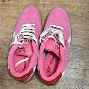 Reebok Women's Pink and Red Suede Sneakers